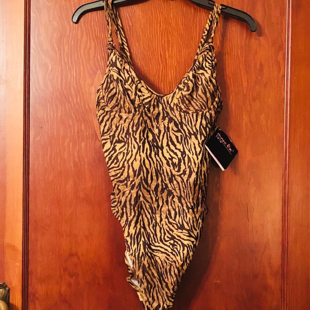 Shape FX, Leopard Print, Swimsuit XL